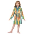 thumbnail image 6 of FORMRS Niños Bathrobe Unisex Hooded Robe Soft Plush Pajamas Sleepwear, Size 10-12T, Colorful Stripes, 6 of 7