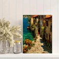 thumbnail image 2 of Mediterranean Canvas Paintings, European Flower Garden Beach Scenery, Modern Landscape Wall Art, 2 of 8