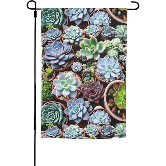 Colorful Succulent Garden Flag Double-Sided Outdoor Yard Patio Decor Durable Polyester 12 x 18 Inch Vibrant Flower Garden Decoration