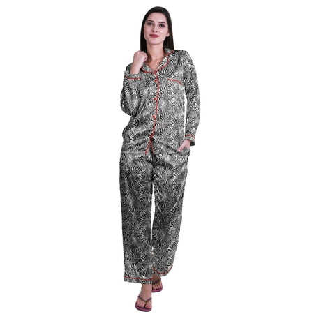 

Moomaya Pj Lounge Set Women Long Sleeve Notch Collar Shirt Pajama Set Sleepwear