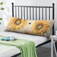 thumbnail image 2 of Boho Sunflower Body Pillow Cover – Soft & Breathable, Hidden Zipper, 20"x54", Vintage Floral Print with Butterflies & Bees – Gift for Side Sleepers, Pregnancy, Farmhouse Decor, 2 of 4