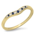 thumbnail image 1 of Dazzlingrock Collection 14K Round Cut Blue Sapphire & White Diamond Wedding Stackable Contour Guard Band, Yellow Gold, Size 7, 1 of 1