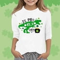 thumbnail image 2 of Gunia St Patricks Shirts For Kids Boys Girls 3/4 Sleeve Irish Green Shamrock Clover Funny Graphic Crew Neck Casual Breathable Soft St. Patrick'S Day T-Shirt Kids Tee Tops 3-14 Years White, 2 of 4