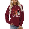 thumbnail image 2 of Vêtements d'automne pour femmes, couleur unie, imprimé arbre de noël, pulls en polaire, tenue quotidienne, 2 of 8