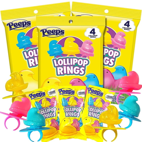 Peeps Easter Lollipop Rings Candy, Pack of 3, 4 Count Per Bag