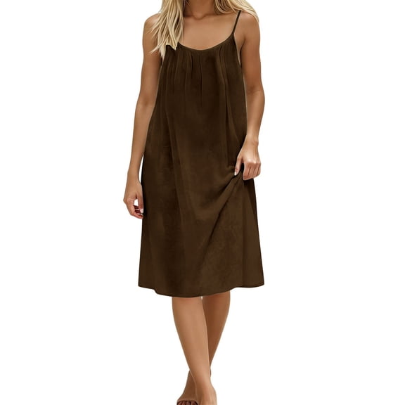Bosfbaoi Plus Size Dresses For Women Backless Midi Dress Casual Sleeveless Cami Sundress 2026 Vacation House Dress
