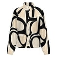 thumbnail image 5 of Jackets for Women Winter Coat Jackets Flannel Stand Collar Jacket(Abstract Beige Black Art Design,Size:S-4XL), 5 of 7