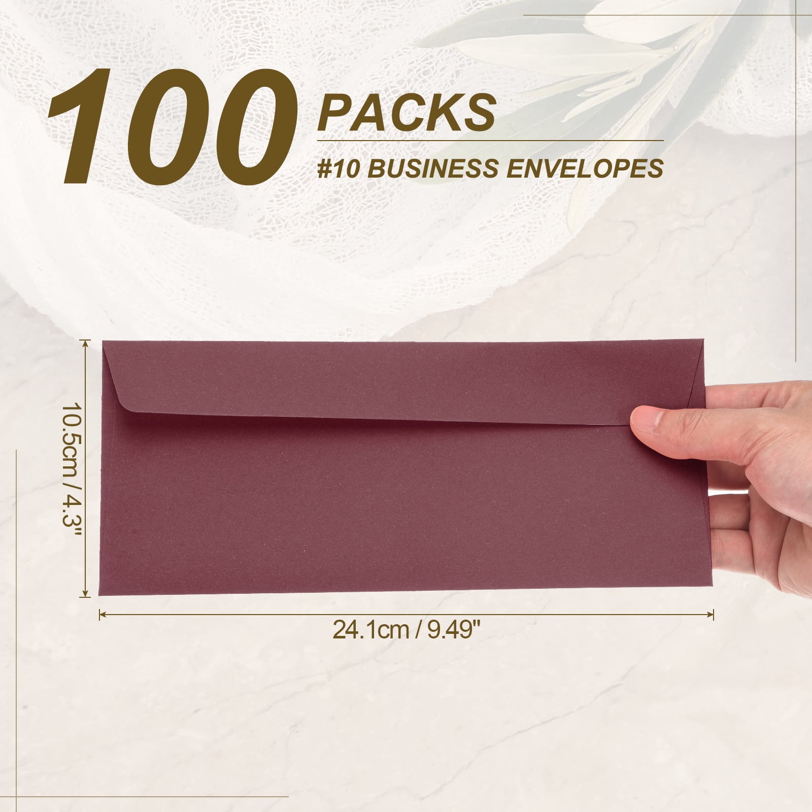 Uxcell 100 Pack Wine Red #10 Business Envelopes, Colored Self Seal Letter Size