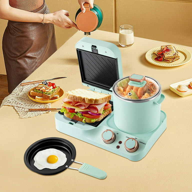 Miduo 3 in 1 Multifunctional Breakfast Station Retro Household Electric Sandwich Maker w/Anti-scald Handle 110V, Size: 34.5*16.5*29cm/13.58*6.5*11.4in