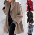 thumbnail image 5 of Abrigos de invierno de moda para mujer, chaqueta y abrigo largo con capucha y botones con cuello chal para otoño e invierno, para damas, trabajo, fiesta, oficina, ropa de abrigo roja M, 5 of 5