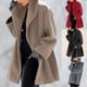 thumbnail image 5 of Abrigos de invierno a la moda para mujer, chaqueta y abrigo largo con capucha y botones con cuello chal para otoño e invierno, para trabajo, fiesta, oficina, rojo XL, 5 of 5