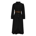 thumbnail image 4 of Cadancy Western Dress for Women Plus Size Button Down Lapel Ruched Tunic Flowy Maxi Long Sleeve Dresses with Belt Vintage Fashion Dressy Casual Outfits, 4 of 6