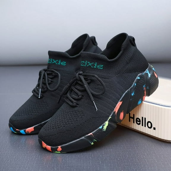 Fashionable women's height-increasing sports shoes - Breathable mesh casual shoes, equipped with soft cushioning insoles, low-top lace-up design, suitable for spring and summer wear