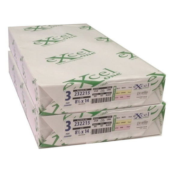 Excel One™ Carbonless 3-Part Forward Paper (White/Canary/Pink), 8.5" x 14" (232215) - 167 Sets Per Ream -Two (2) Reams (334 Sets)