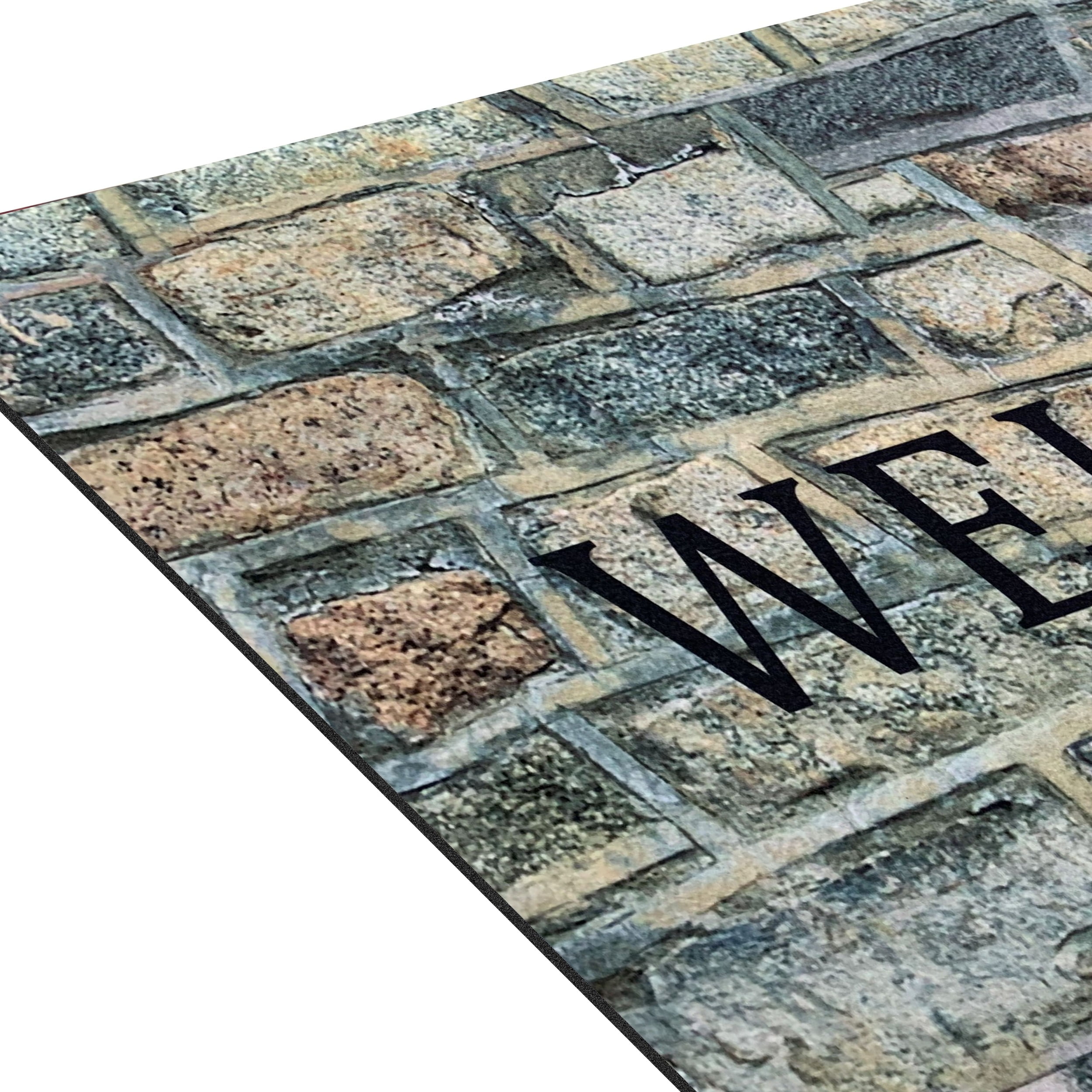 Achim Welcome Rubber Outdoor Doormat, Welcome Stone, 18" x 30"