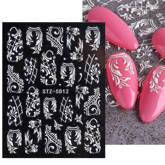 FcBaudy Nail Stickers for Nail Art,Nail Stickers for Women 5D Christmas Snowflake Nail Foil Transfer Stickers White Snow Sticker For DIY Nail Design nail Stickers