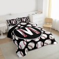 thumbnail image 3 of Homewish Cartoon Monogrammed M Bedding Comforter Set for Boys, Black White Baseball Print Twin Comforter Sets, Cartoon Theme Reversible Bedding Set, Microfiber Bedroom Decor, 2-Piece, 3 of 8