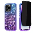 thumbnail image 1 of NIFFPD iPhone 14 Pro with Screen Protector（Anti Spy Privacy）, Bling Glitter Quicksand Sparkle Clear & Shockproof Protective Cover iPhone 14 Pro 6.1" Blue+Purple, 1 of 6