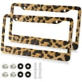 thumbnail image 2 of Coolnut Leopard License Plate Frames 2pcs, Aluminum Universal Car License Plate Holder with Elliptical Hole for US Vehicles, 12"x 6", 2 of 7