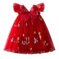 thumbnail image 3 of Pandaie Baby Girl Tulle Dress Flower Butterfly Wing Embroidery Sleeveless Romper Mesh Tutu Skirt Toddler Princess Birthday Party Dresses 6-12 Months Red, 3 of 7