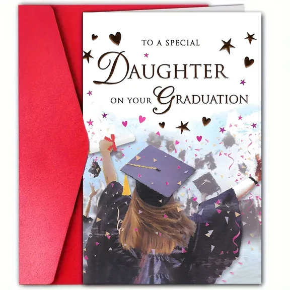 Graduation Card for Daughter – "To a Special Daughter on Your Graduation" – Glittery Design with Envelope Included – Perfect Gift for Graduation Celebration