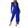 thumbnail image 2 of Ahabrexf Sets for Women Sexy Jumpsuits for Women Women's Solid Color Sexy V-Neck High Elasticity Jumpsuit Set Sexy Jumpsuits for Women, 2 of 7
