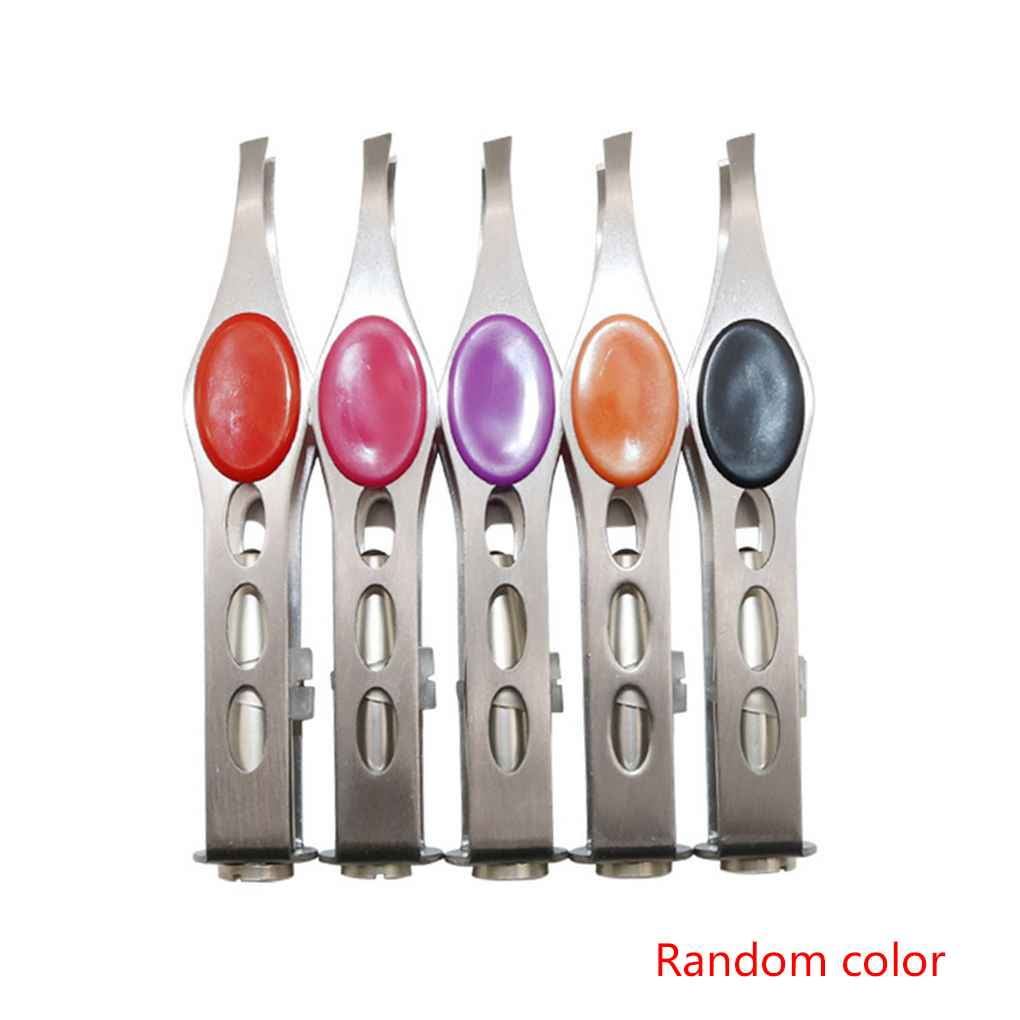 Stainless Steel Eyebrow LED Tweezer with Bright LED Lighting Eyebrow Hair Remover Cutter, Random Color