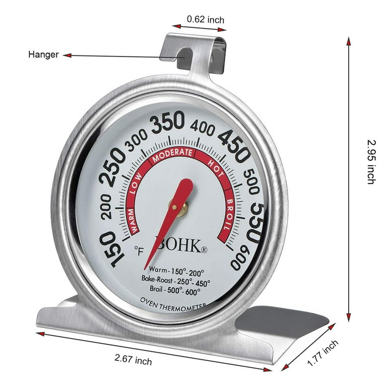 Sardfxul Large Oven Thermometer Hook & Stand Easy to Read Large