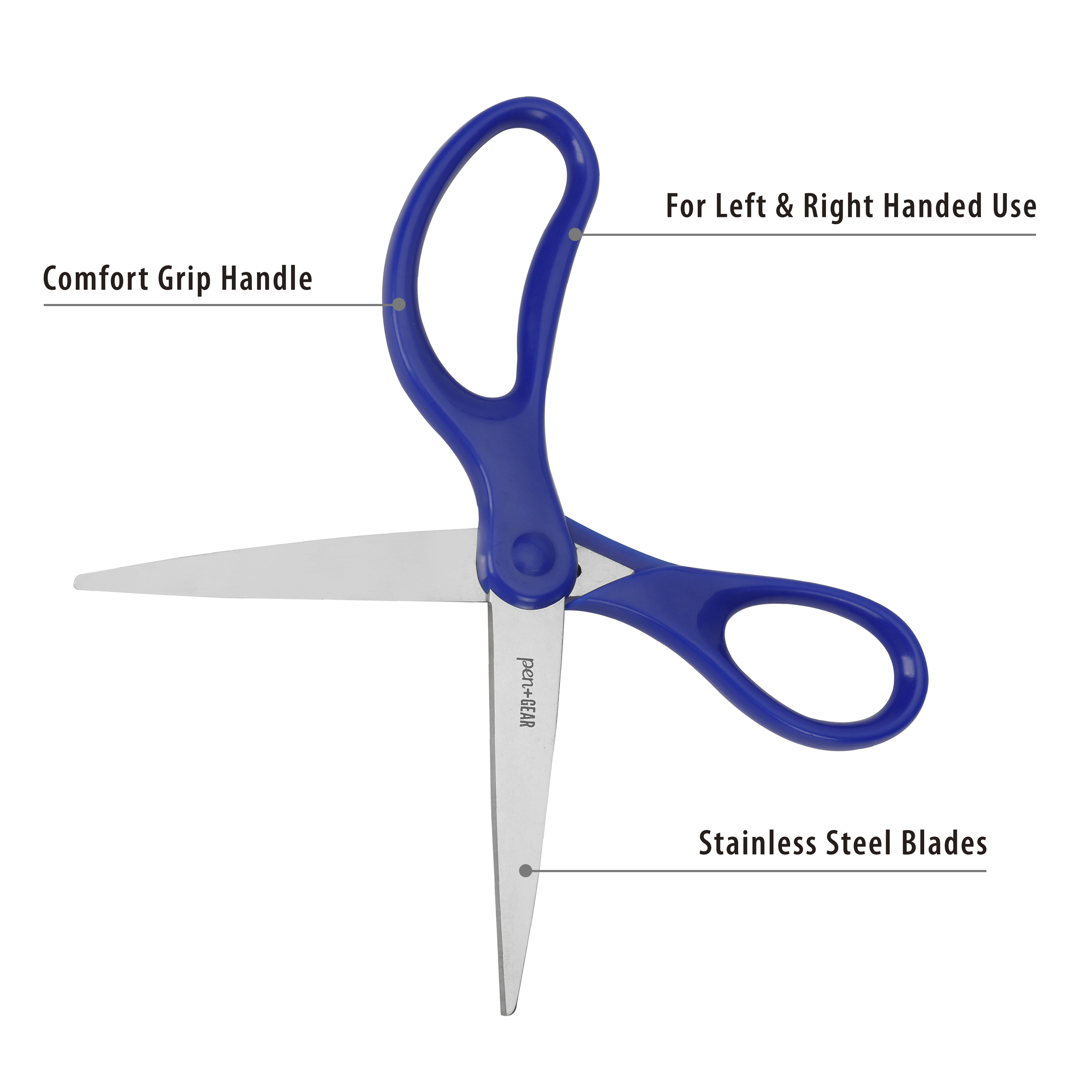 Tijeras multiusos Pen+Gear de 7 pulgadas de acero inoxidable, punta puntiaguda, para mayores de 12 años, útiles escolares, azul 2