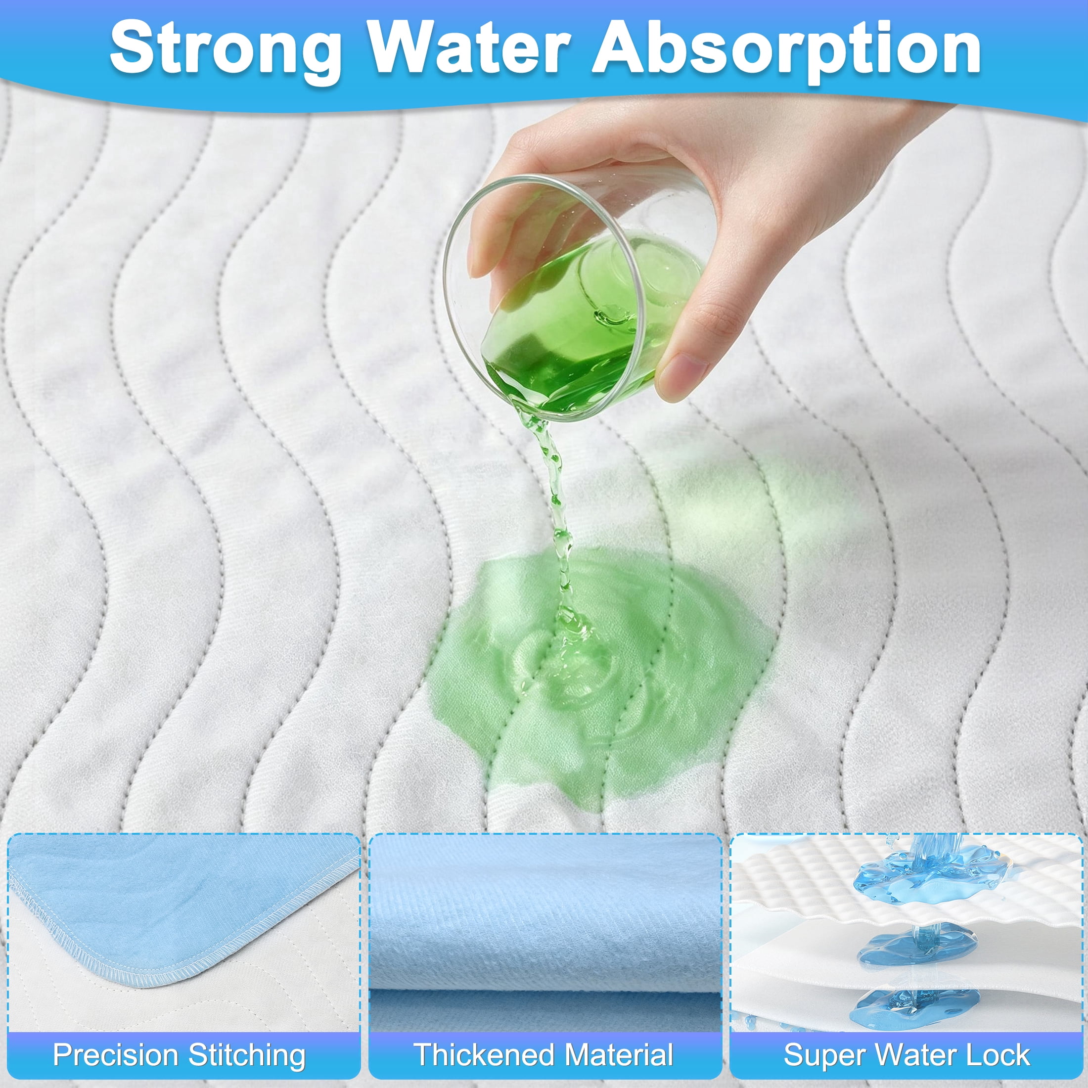 3 Pack Washable Pee Pads, 18×24 Inch Reusable Waterproof Underpads, Absorbent Non-Slip Incontinence Bed Pads for Pets Kids Adults Elderly