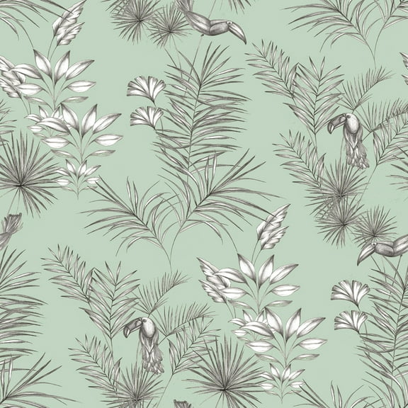 ohpopsi Shelly Mint Toucan Toile Wallpaper
