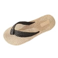 thumbnail image 2 of Women's Braided Strap Flat Flip Flops Open Toe Casual Summer Footwear Black 40, 2 of 9