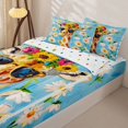 thumbnail image 3 of Castle Fairy Girls Paint Textured Giraffe Zipper Full Size Comforter Sets with Fitted Sheet and 2 Pillowcases,Daisy Floral Sky Zipper Bedding Set,Brown Yellow Blue,Reversible,4pcs, 3 of 6