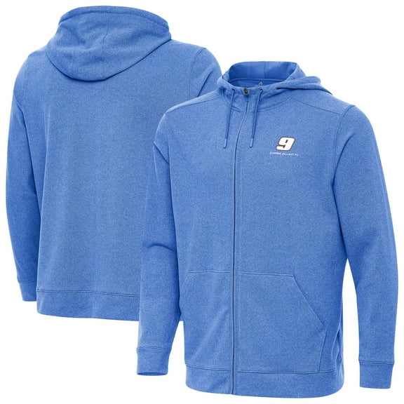 Men's-Antigua  Heather Royal Chase Elliott Effortless Full-Zip Hoodie