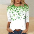 thumbnail image 4 of Camiseta de Cuello Redondo Impresa de Manga 3/4 de Mujer Y Blusas Blusa de Moda para Ocasional, Fiesta, Trabajo Y Vacaciones, 4 of 5