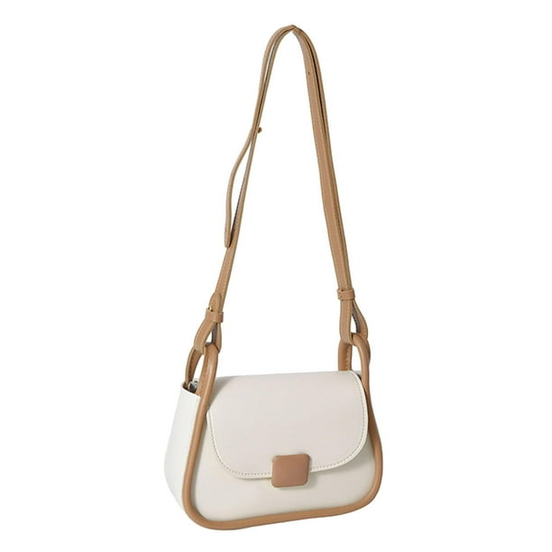 Bolso bandolera para niñas, bolso portátil con cremallera, bolso de mano versátil para mujeres, Caqui Blanco