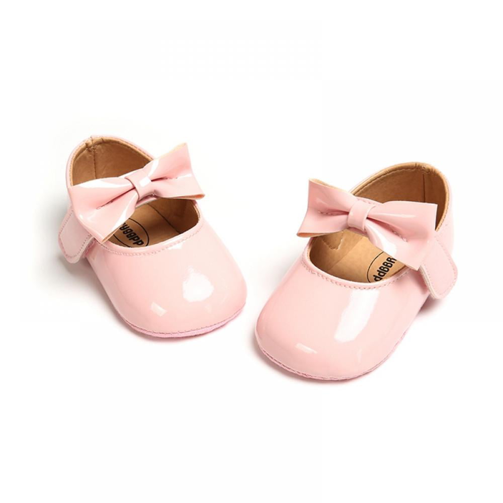 Baby Mary Janes Toddler Infant Soft Sole Bowknot Prewalker Leather Crib Shoes 