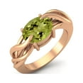 thumbnail image 2 of 925 Sterling Silver Rose Vermeil 9X7MM Oval Shape Peridot Solitaire Women Valentines Day Gifts Ring, 2 of 4