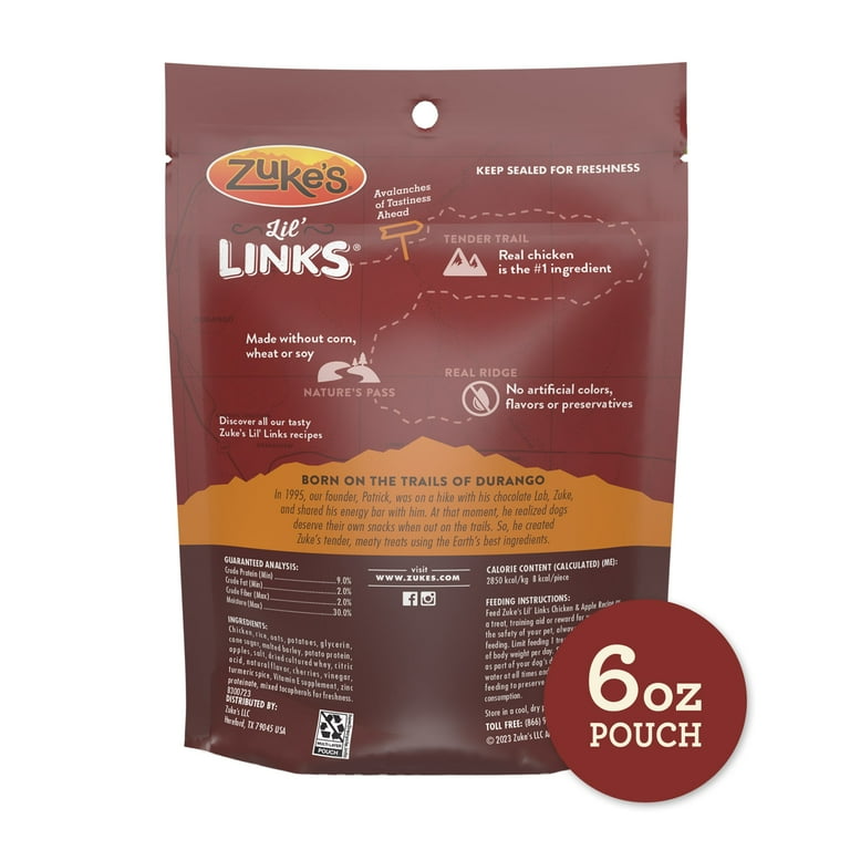 Zuke's Lil' Links Soft Dog Training Treats, Natural Chicken