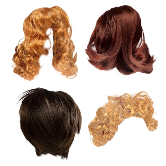 4Pcs Hand Woven American Goose Wig Set, Cute Decorative Hat Headpiece for Porch Garden Outdoor Garden Garden Decorations, 3 Classic Colors Diy Hairstyle Durable Polyester Set