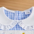 thumbnail image 4 of Zshosam Robes pour Ados Tout-Petits Petite Robe Bébé Fille Robe Imprimée Robe Smockée Manches Courtes Col Claudine Robes à Carreaux Taille 2T 3T,(Bleu 2-3 Ans), 4 of 7