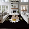 thumbnail image 4 of Area Rug 72×108in, Love Daisy Flower Floor Carpet Living Room Rug, Country Floral Black and White Non-Slip Welcome Mat Indoor Rugs for Bedroom Dining Room, 4 of 9
