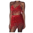 thumbnail image 1 of Conjunto de traje de danza del vientre con lentejuelas para mujer - Chaleco + falda, poliéster/lentejuelas, talla única - Con borlas/ropa de fiesta, 1 of 3