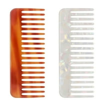 2 Pack Wide Tooth Comb, Portable Travel Acetate Combs for Wet and Dry Hair, Large Hair Detangling Comb (Brown, Ivory)