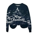 thumbnail image 5 of Feancey Christmas Tree Sweatshirts for Women Fall Xmas Sparkly Graphic Crewneck Sweatshirt Holiday Casual Long Sleeve Pullover Tops Navy XL, 5 of 7