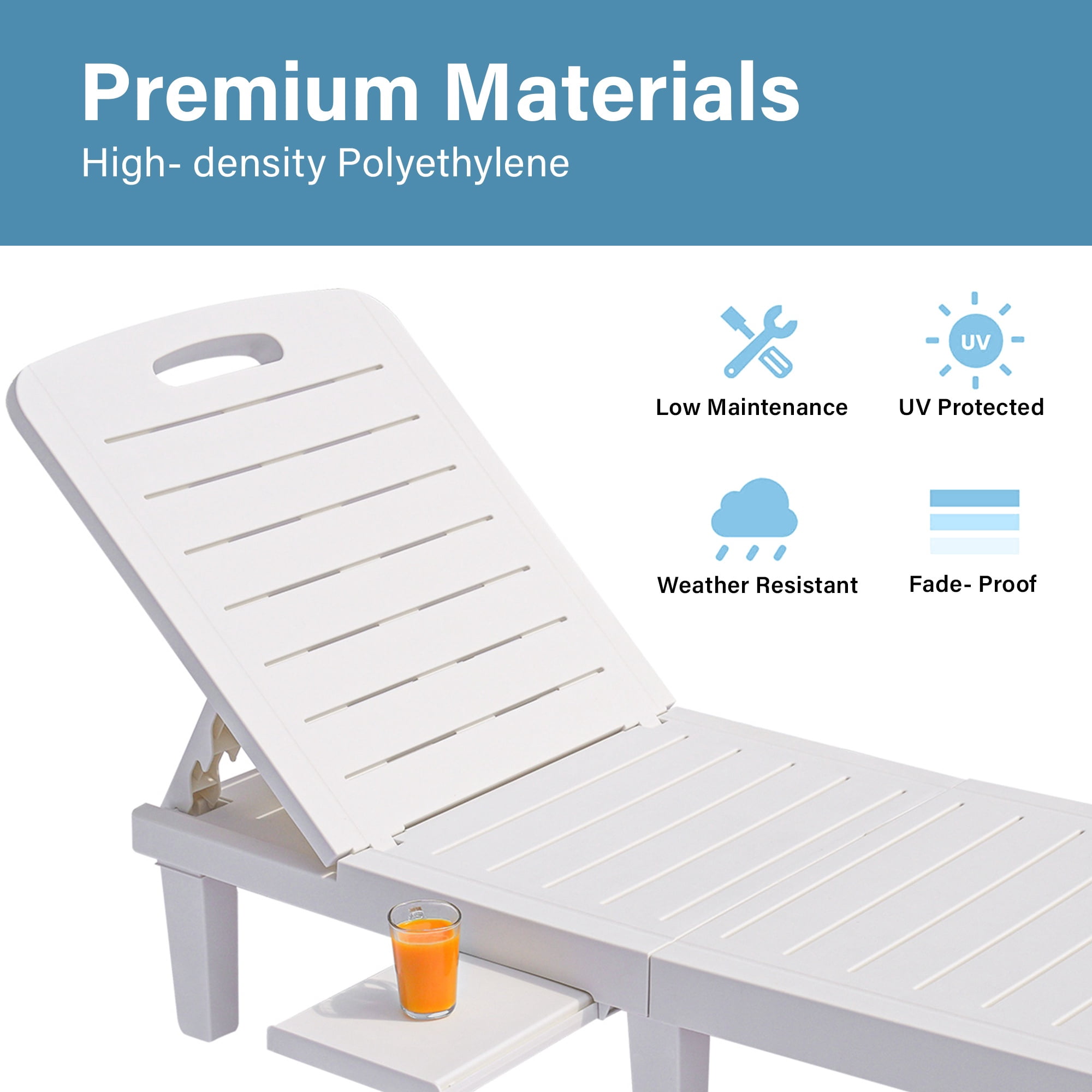 Patio Lounge Chair Set of 2, Outdoor Chaise with Adjustable Backrest, Outdoor Lounger Recliner for Poolside, Patio, Yard, Resin Material | Waterproof | Easy to Assemble | Max Weight 440 lb Dark Brown