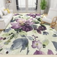thumbnail image 2 of Purple Ink Flower Plant Area Rug Retro Light Luxury Beautiful Printed Rugs Indoor Non Slip Machine Washable Breathable Durable Carpet Front Entrance Floor Decor 2x3 Non-slip Soft, 2 of 5