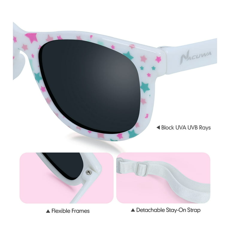 Nacuwa Baby Sunglasses - 100% UV Proof Sunglasses for Baby, Toddler, Kids - Ages 0-2 Years - Case and Pouch Included