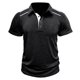 thumbnail image 5 of Camisa Elvqul Hombre Deportivas Negro de Color Sólido Manga Corta Casuales con Solapa Abotonada, 5 of 5