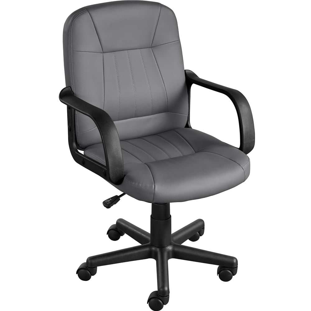 Modern Faux Leather Office Chair Beige Metal Base Adjustable Castors Elect 